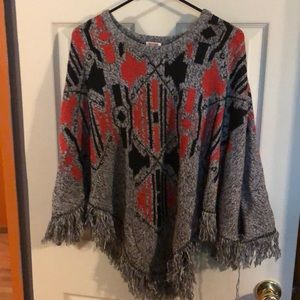 Tribal Print Poncho Sweater